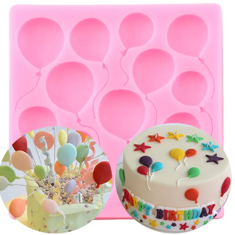 Balloons Silicone Mold Baby Birthday Cake Border Molds Cupcake Topper Fondant Cake Decorating Tools Chocolate Candy Resin Moulds