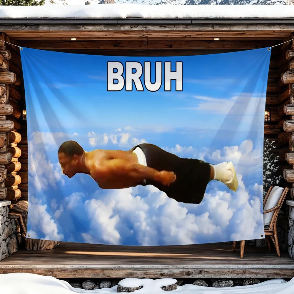 Bruh Flying Midget Meme flag Advertising Banner for Camping Decoration Outdoor & Garage Wall Hanging Decorations
