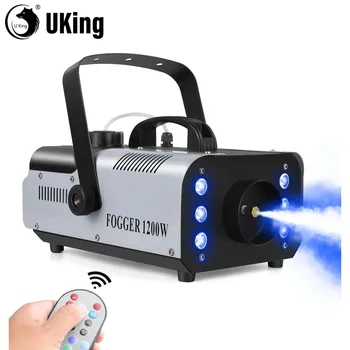 U'King RGB Stage Effect Smoke Machine Colorful LED Lighting Remote Fogger Ejector Disco Fog Machine For Stage DJ Party Christmas