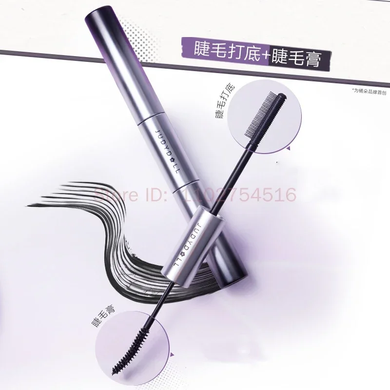 Judydoll Double-Headed Mascara Waterproof Long Lasting Curling Not Smudge Ultra-Fine Brush Lengthens Eyelashes Fast Dry Makeup