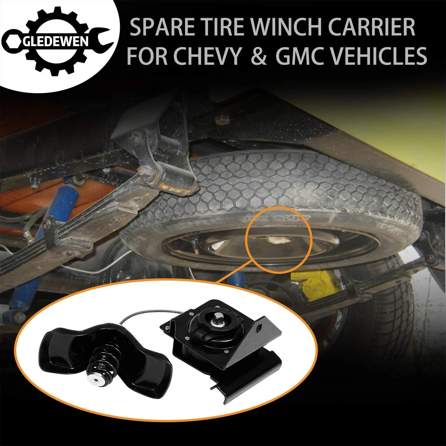 Supporto per verricello per pneumatici di scorta per carichi pesanti per camion Chevy Silverado e GMC Sierra, sostituisce le parti OEM con acciaio resistente alla corrosione