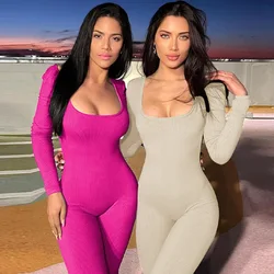 New Women's Europe and the United States women's winter new fashion sexy backless tie Slim long-sleeved jumpsuit female