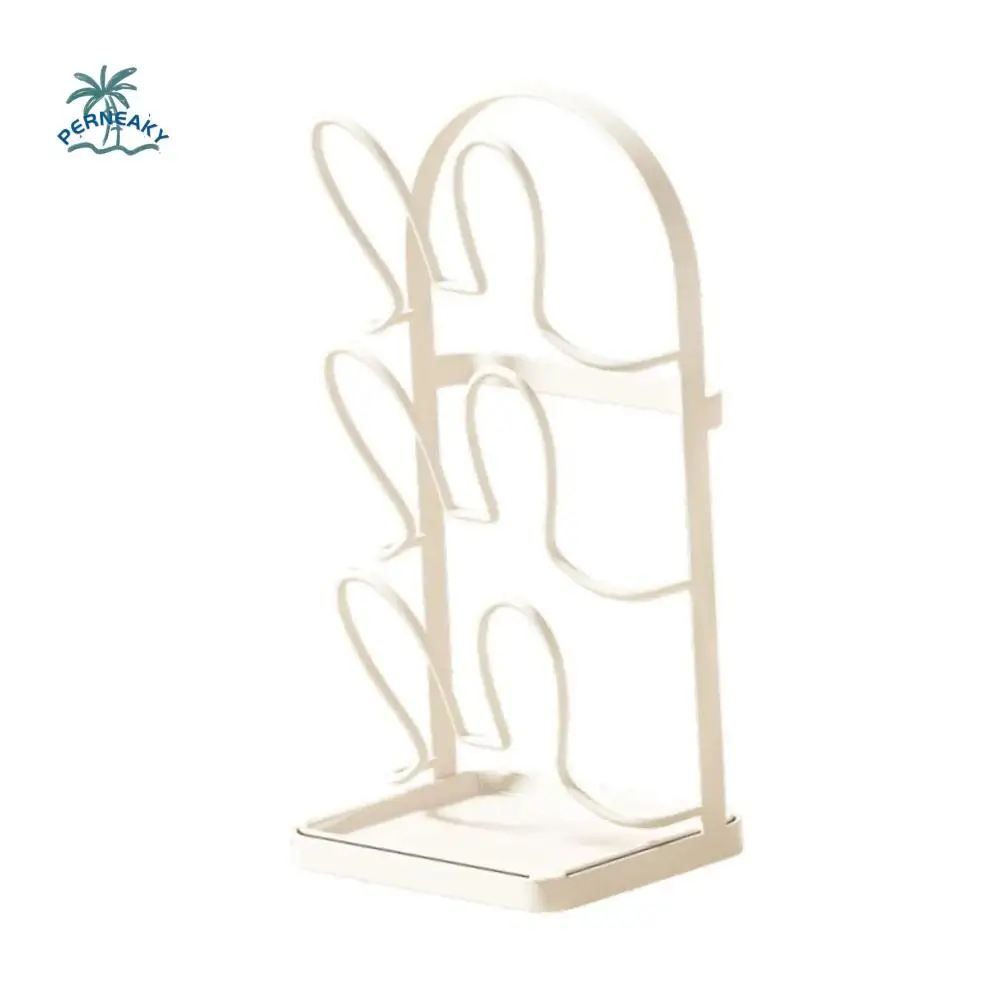 

Draining Pot Lid Holder Good Load-bearing Space Saving Cutting Board Holder Punch Free 3 Layer Pot Lid Storage Rack