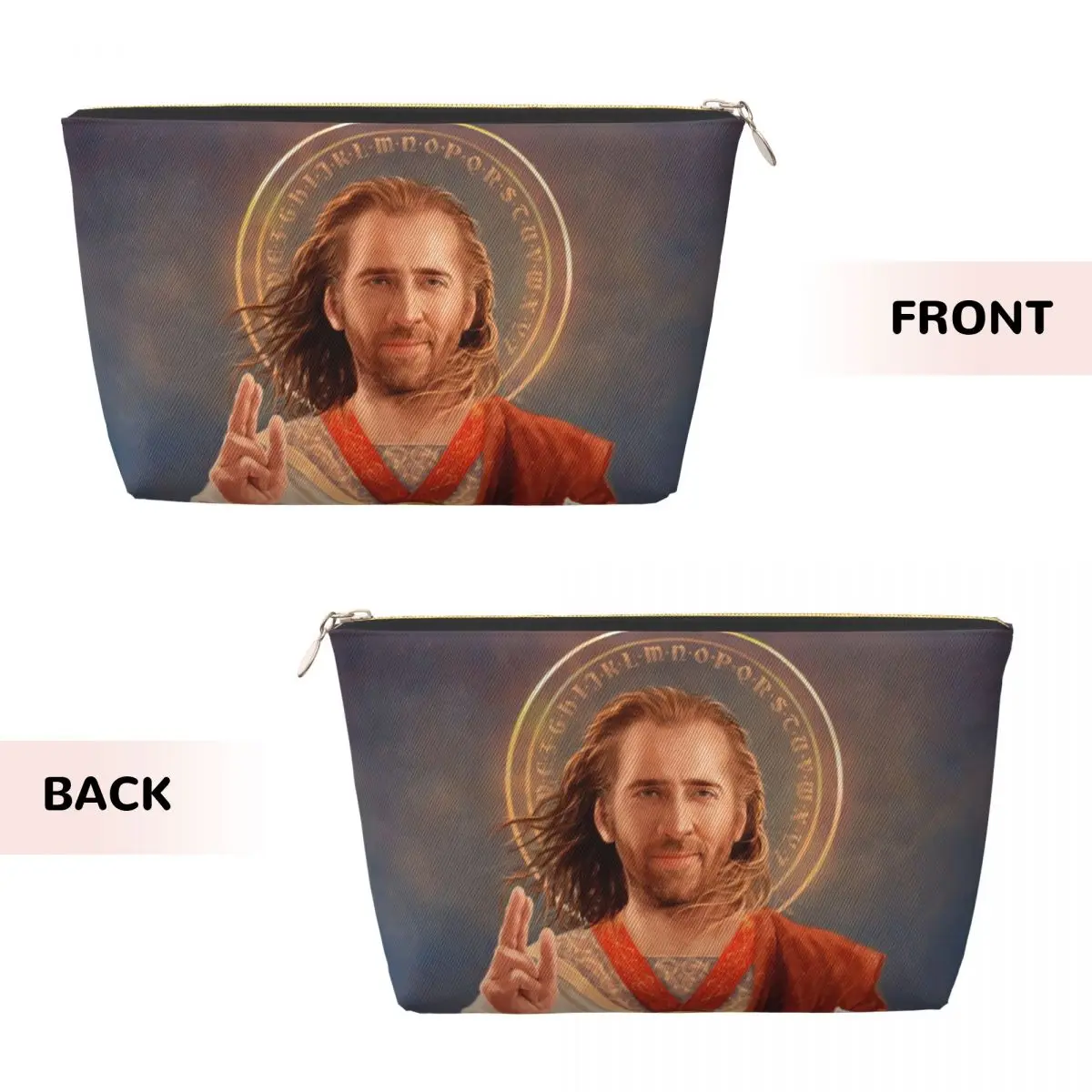 Custom Saint Nicolas Cage Toiletry Bag for Women Funny Meme Cosmetic Makeup Organizer Lady Beauty Storage Dopp Kit Box