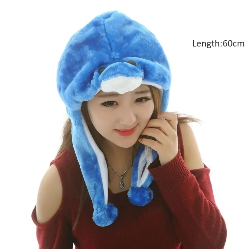 Gorro móvil de felpa de dibujos animados, calentador de cuello, gorro de cazador con orejas móviles, gorra de Airbag, protección para los oídos de animales, gorro con orejeras para fiesta de Cosplay