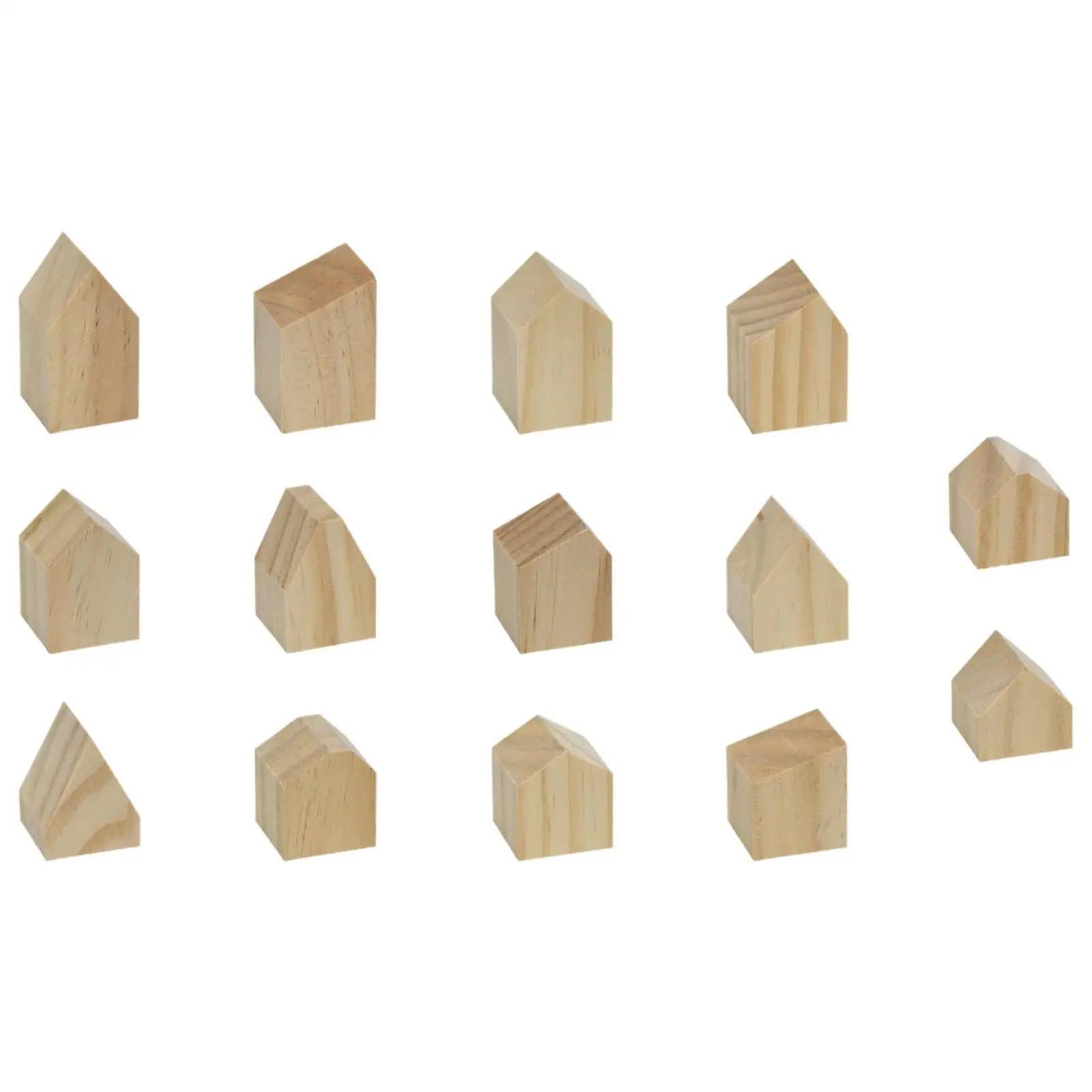 14x 未完成の木製ハウス ウッドブロック DIY ペイントギフト アート ファームハウス ブランク