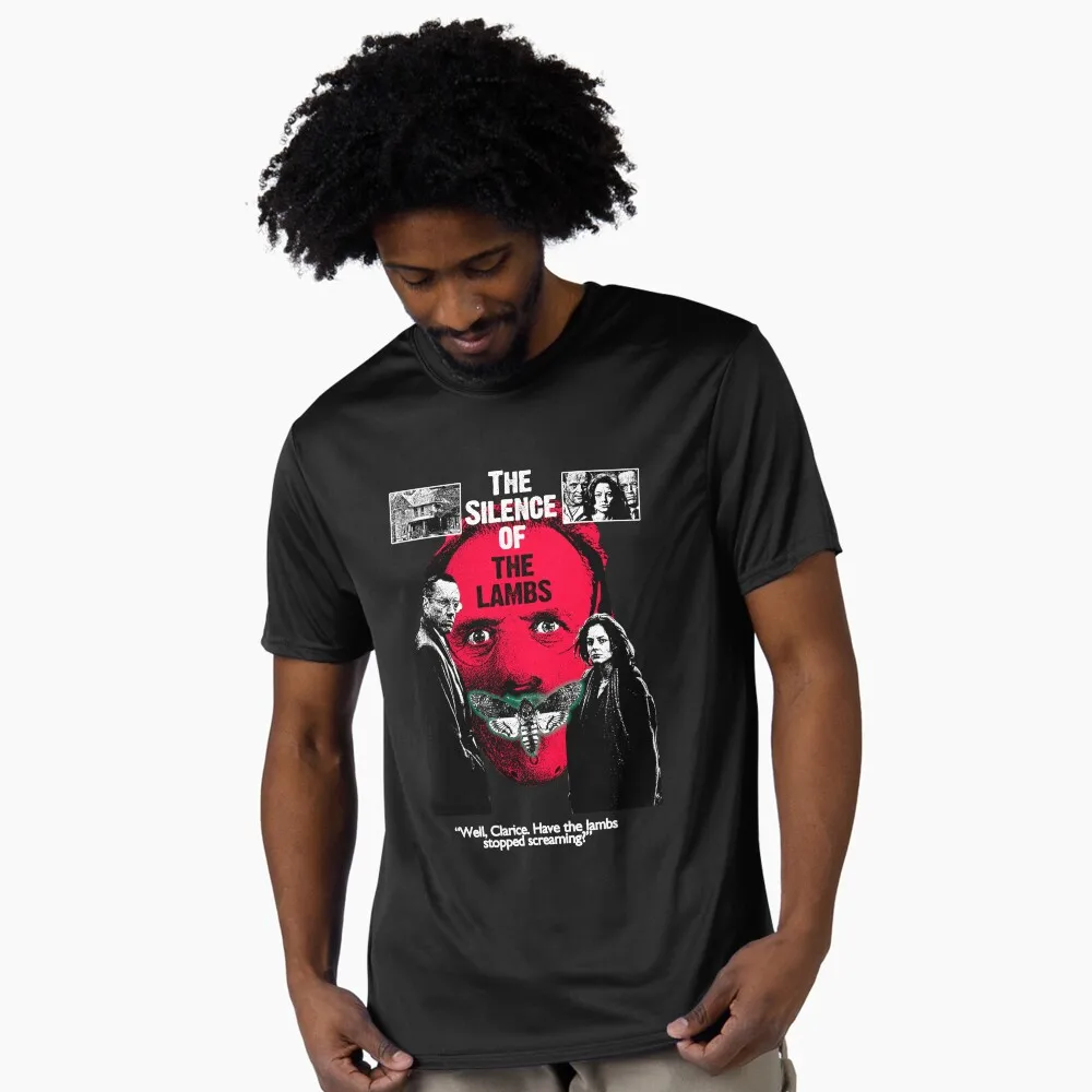

0322 Retro Horror movie The silence of the lambs Hannibal lecter Gift T shirt Scary film Cannibal Graphic clothes All size Tee