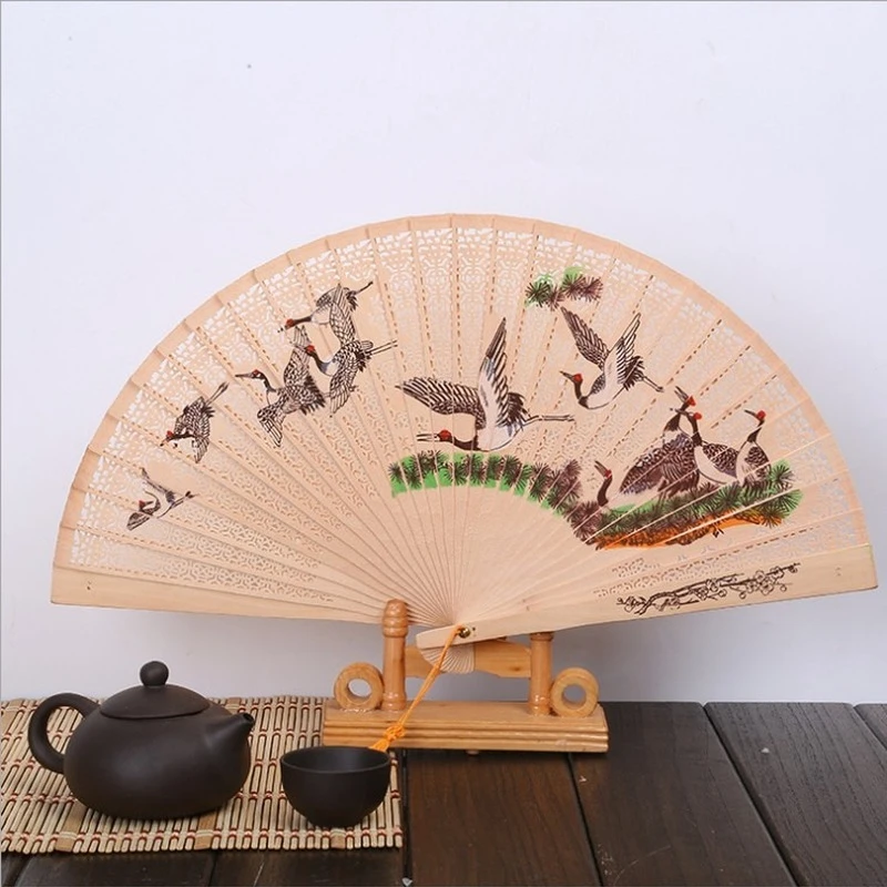 

Fragrant Wood Fan 7-inch Scented Chinese Style Folding Fan Painted Folding Fan Hanfu Accessories Gift Fan Craft Ornaments