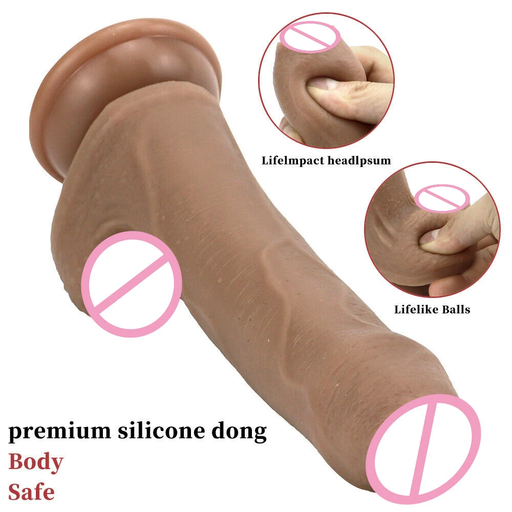 

Realistic Big Dick with Exposed Glans Skin Feel Large Penis with Suction Cup G-spot Massager Liquid Silicone Dildo Masturbator