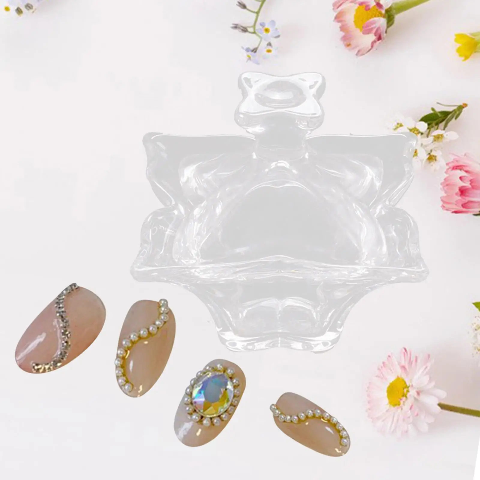 Plato Dappen para decoración de uñas, Mini herramienta de manicura DIY, cuenco con tapa transparente para mezclar esmalte acrílico y polvo