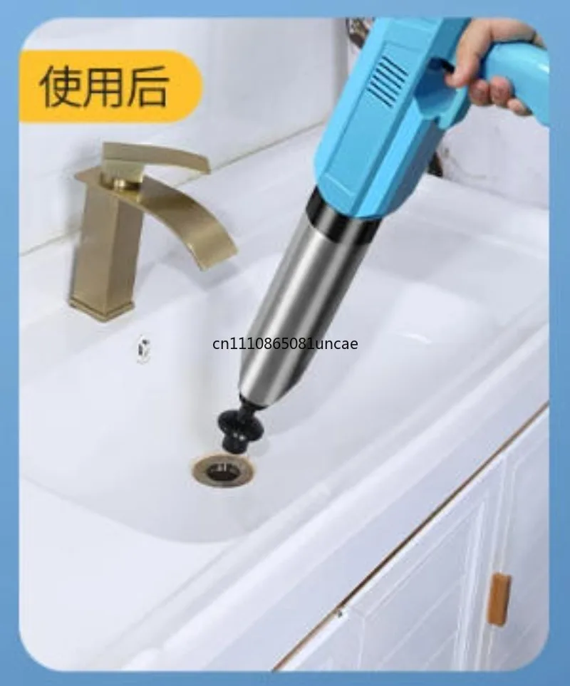 

Universal Electric High Pressure Toilet Plunger Stainless Steel Pneumatic Pipe Dredger Household Clog Remover Cleaning Tool
