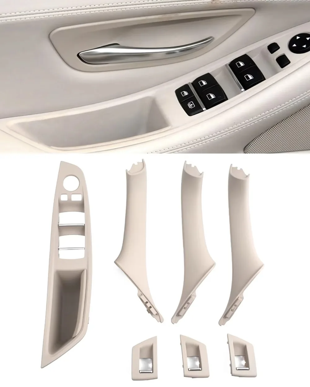 

7 pcs set Car Interior Door Handle For BMW F10 F11 5 series 520i 523i 525i 528i 535i Inner Door Panel Pull Trim Cover