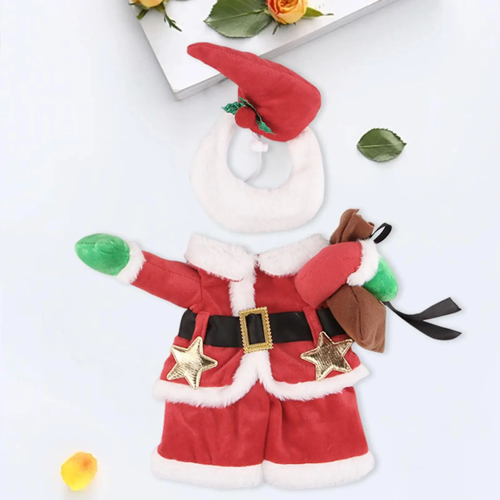 Cats Santa Claus Costume with Hat Xmas Outfit for Costume Gathering Party