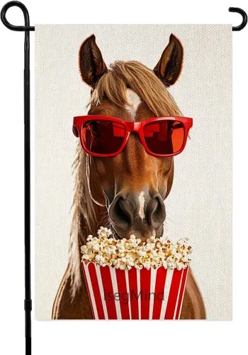 Pop-Corn Garden Flag Horse Garden Flags Double-Sided Banner, 12x18 Inch XXQ