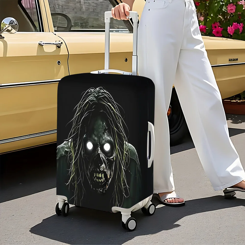 1pc creepy zombie print luggage cover. Fits suitcases from 18 to 32 inches; effectively protects your luggage.