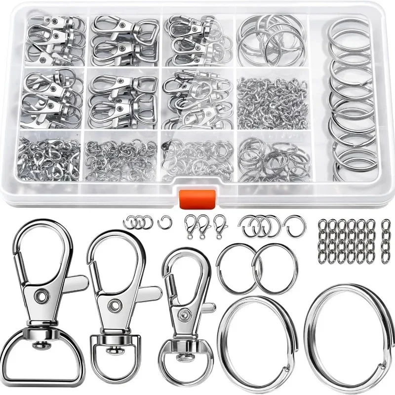 

265PCS Keychain Making Kit - Keychain Clip with Key Ring Lobster Claw Clasp, Swivel Snap Hook DIY Projects & Keychain Supplies