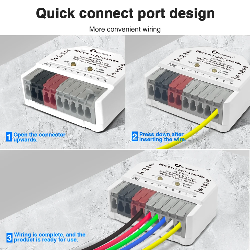 GLEDOPTO WiFi Bluetooth 5 in 1 LED Strip Controller Ultra Mini RGBCCT RGBW RGB CCT WWCW Dimmer Tuya Smart Life App Voice Control