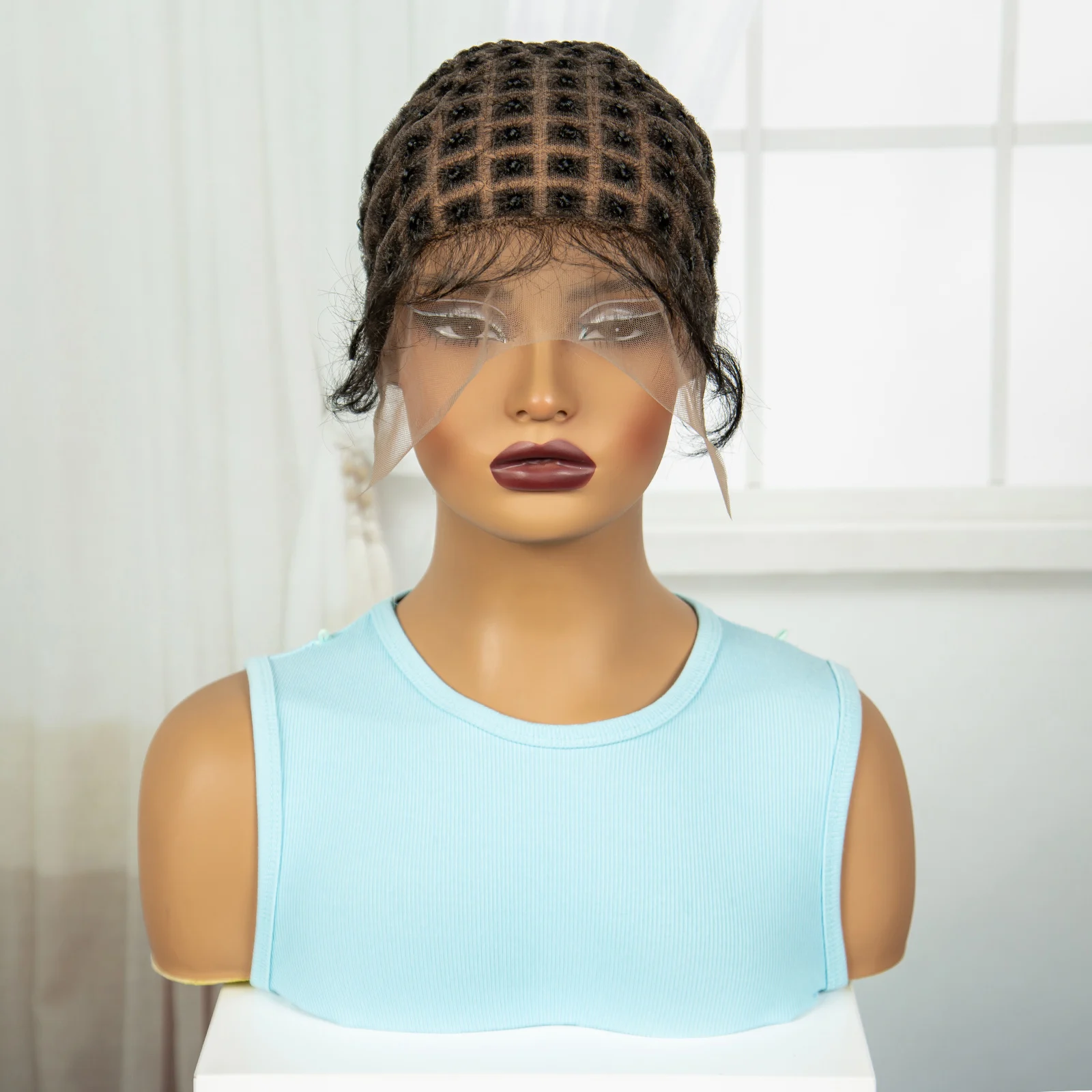 Bonnet de perruque tressée entièrement en dentelle pour femmes noires, tresse de boîte sans nœuds, casquette de tresses au crochet, cheveux de bébé, couture exécutive