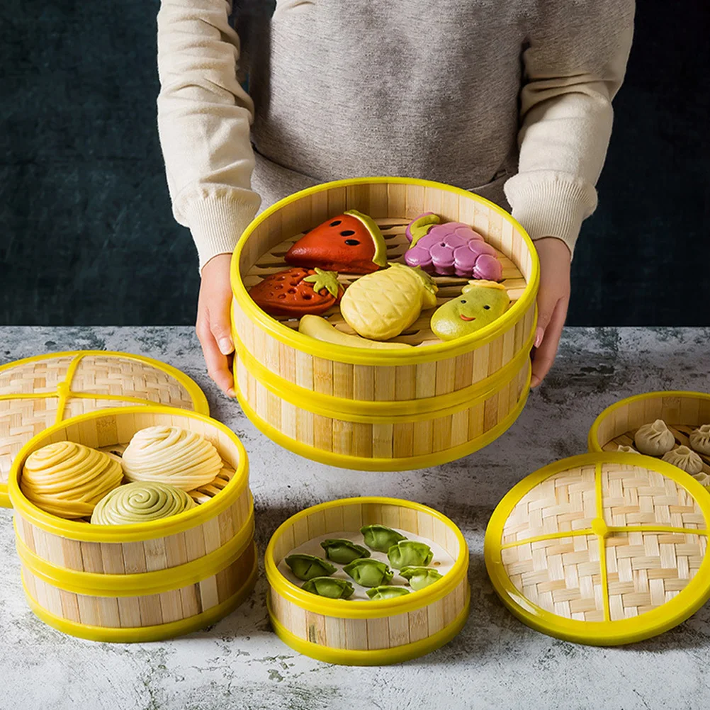 

1Set Bamboo Steamer Bamboo Food Steamer Kitchen Cooking Tool Large Steaming Basket for Dumplings Buns Fish Shellfish