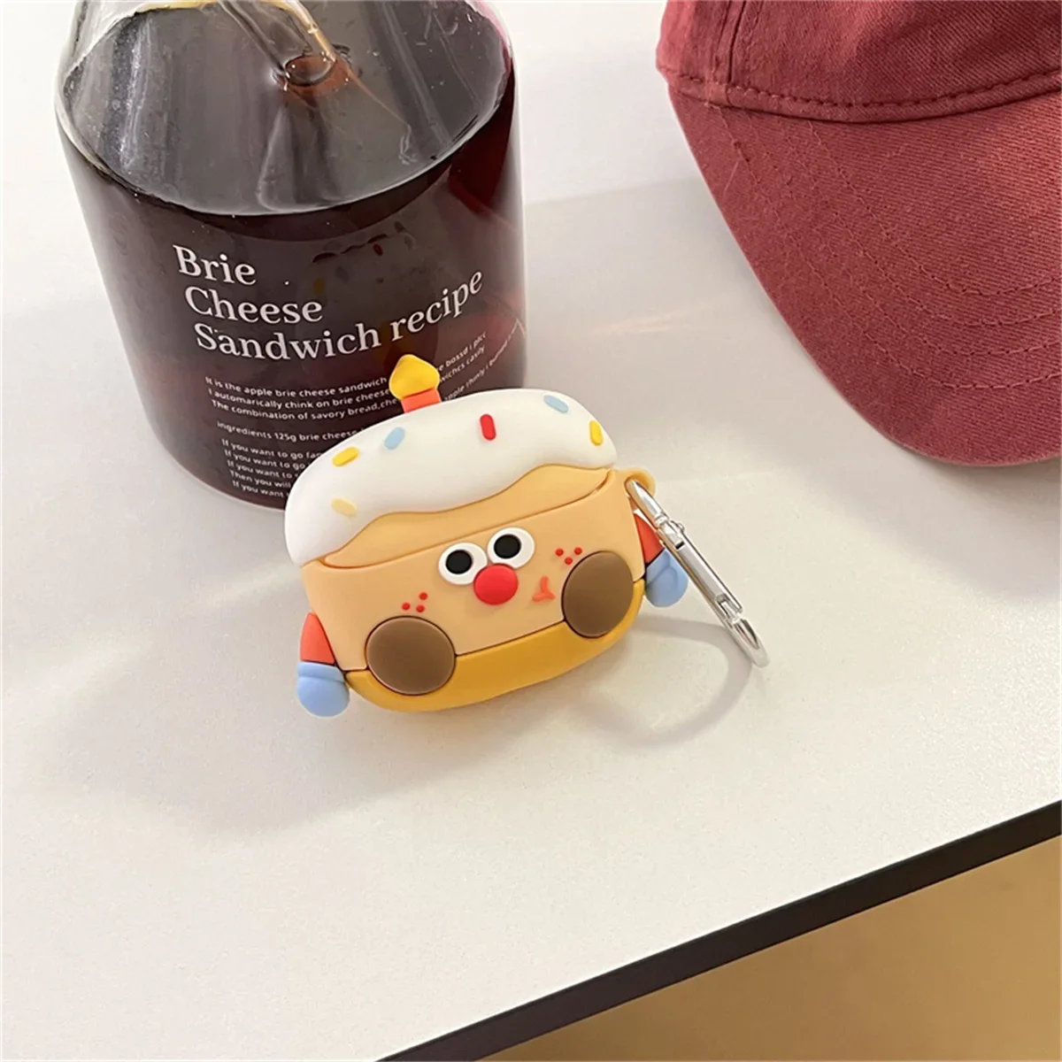 Headphone Case for Samsung Galaxy Buds 3/Buds 3 Pro,Cute Cartoon Creative Cake Design Soft Silicone Earbuds Case with Keychain