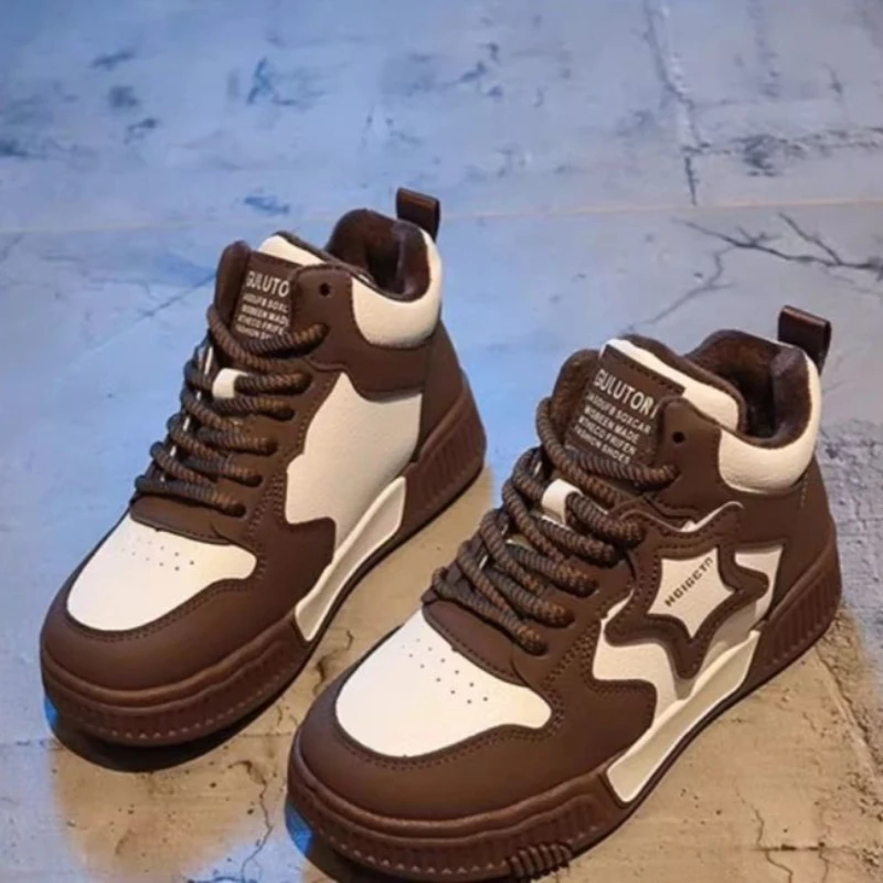 2026 New Girl's High Top Autumn Winter Fashion Boots Fleece Lined Soft Sole Casual Trendy Kids Skate Shoes view 5