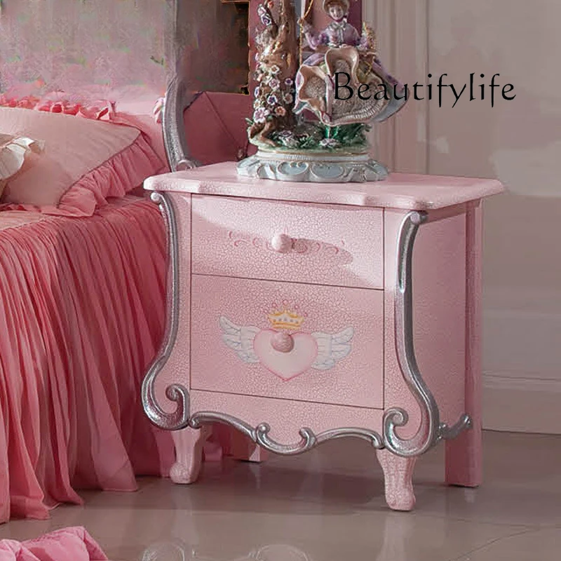 

European painted bedside table can be wirelessly charged French bedside table, bedroom smart storage cabinet