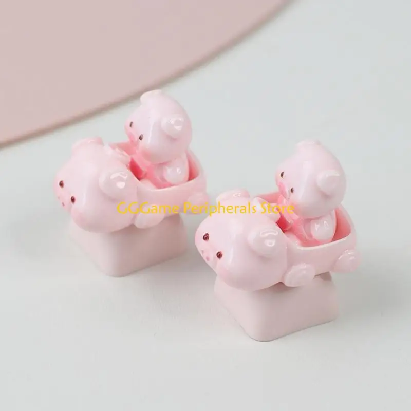 U55B Themed Resin Keycaps With Piggy Designs For Personalizing Mechanical Keyboards