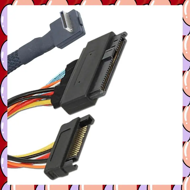A72Z PCIE Oculink SFF-8611 4I 90 Degrees To U.2 SAS SFF 8639 Nvme SSD +15P SATA Adapter Cable High-Speed Data Transfer 1M