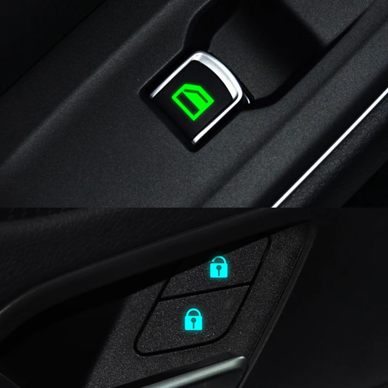 Car Door Window Lift Switch Button Luminous Sticker Windows Control Pane Night Glowing Fluorescent Decal Switch Auto Accessories
