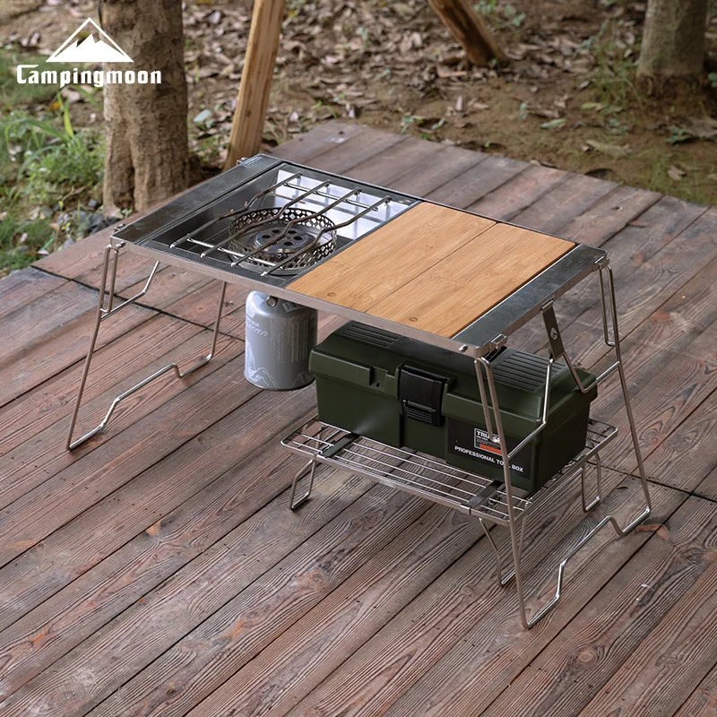 

CAMPINGMOON FD-22 Телескопическая полевая подставка из нержавеющей стали, подставка для цветочных горшков, многофункциональная складная полка для кемпинга