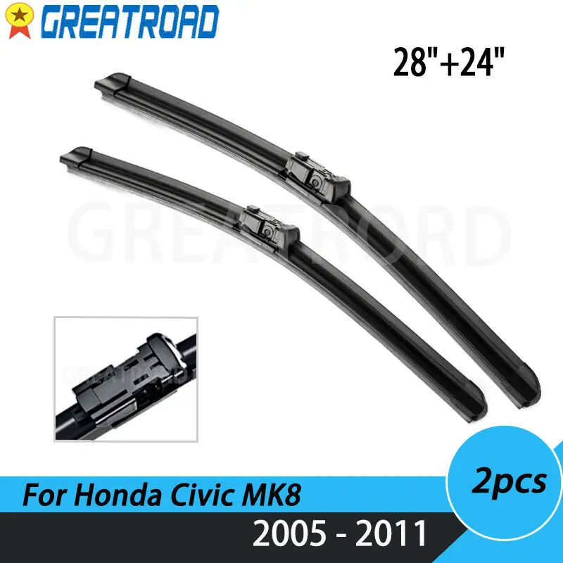 Передние щетки стеклоочистителя для Honda Civic MK8 Coupe, американская модель 2005-2011 2006 2007, лобовое стекло, переднее стекло, 28 "+ 24"