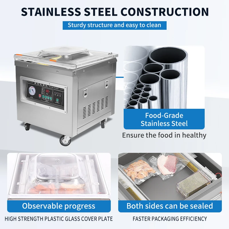 Dz-400 Commercial Table Top Vacuum Packing  Compact Design Stainless Steel Body for Pouch Film for Food Chamber Sealing - view 5