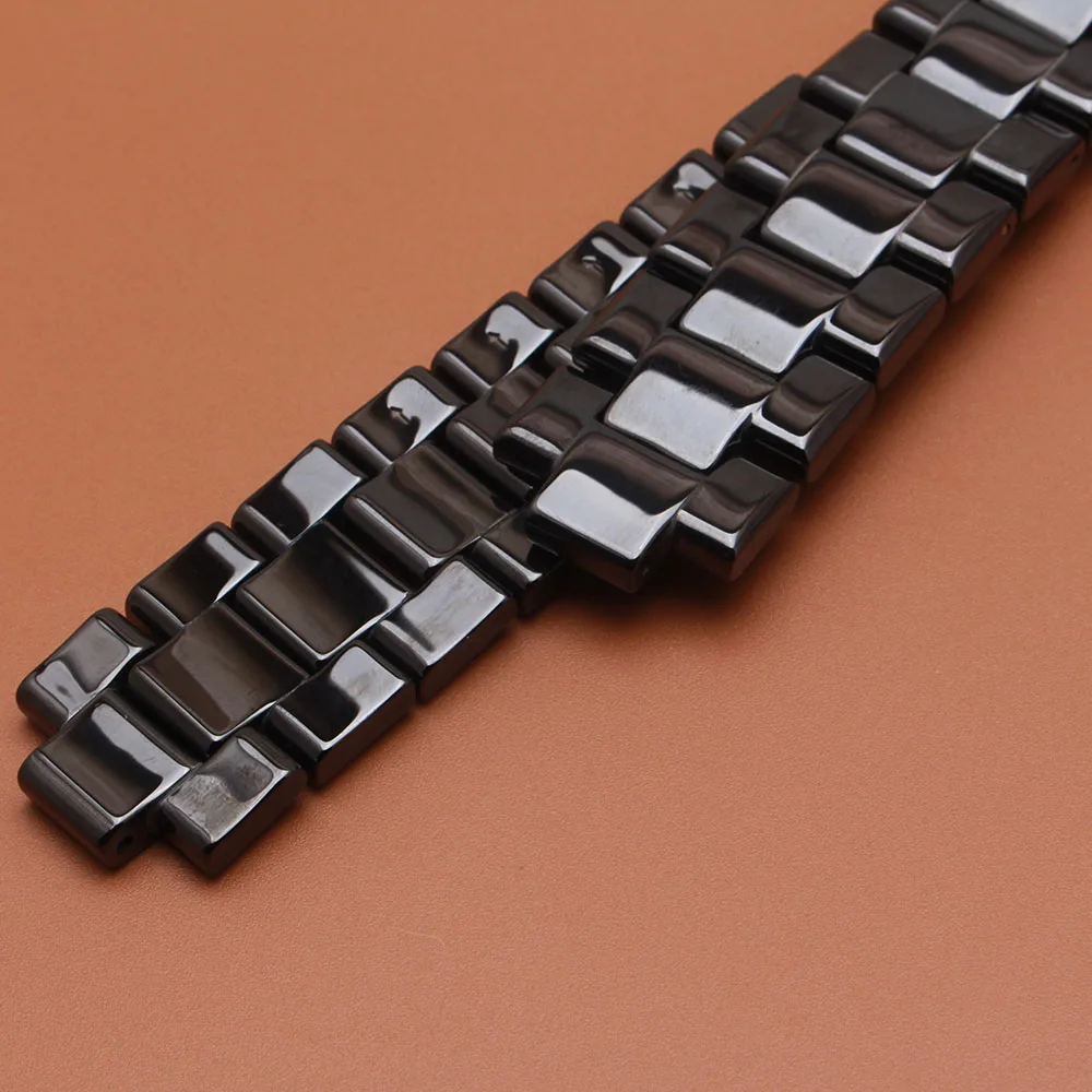 Gelang jam kualitas tinggi untuk AR1400 AR1410 keramik dengan gesper kupu-kupu baja tahan karat 22mm tali jam ujung khusus dipoles