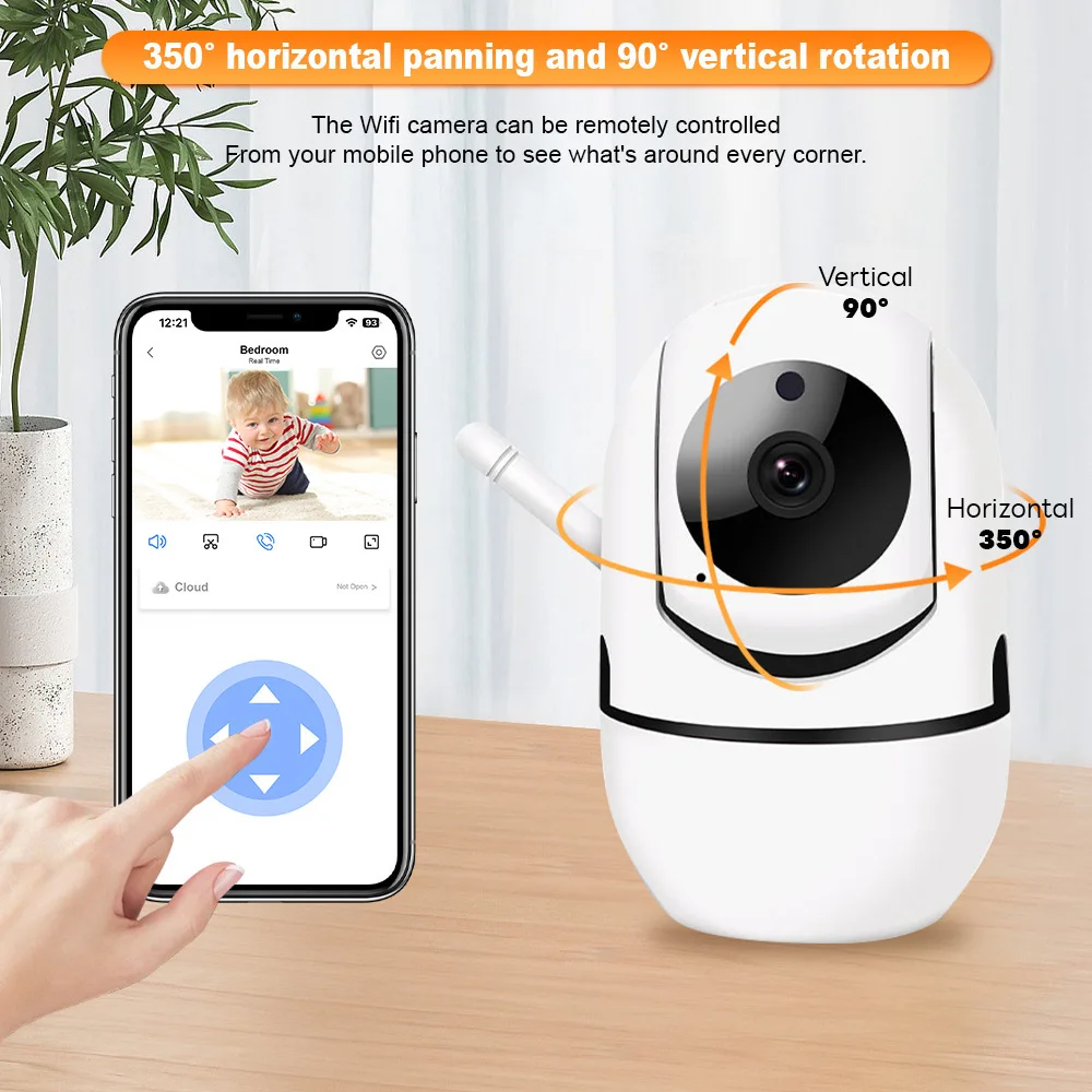 

Крытый 360° ° PTZ 5G + 2,4G Wi-Fi камера безопасности - 1080P монитор для домашних животных/детей, ночное видение, двустороннее аудио, удаленное использование