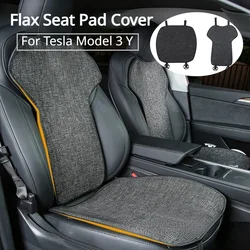 Car Seat Cushion Covers for Tesla Model 3 Model Y Four Seasons Linen Protector Pad Mat Full Set Auto Flax Cushion Anti-dirty