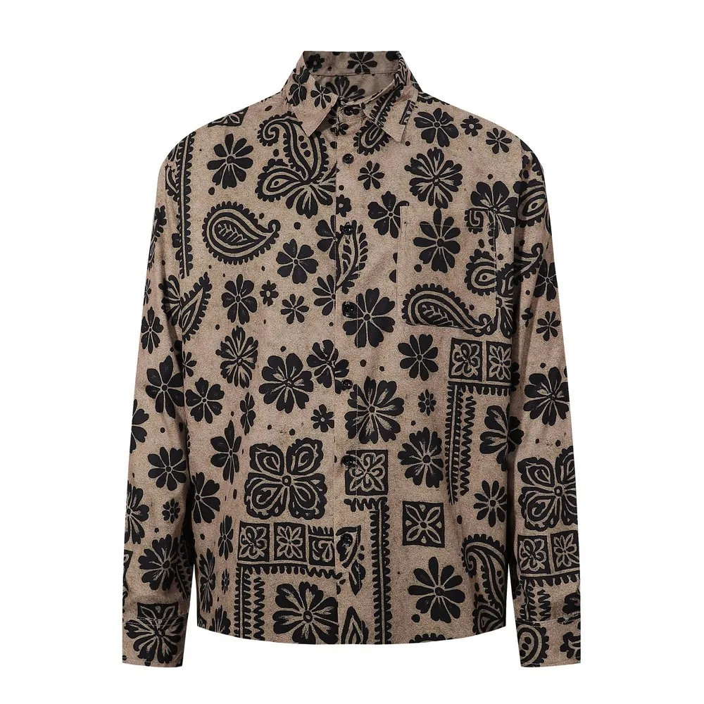 

Гавайские пляжные рубашки с длинными рукавами в стиле ретро в стиле Пейсли в стиле гранж, Harajuku, мужская и женская блузка, уличная одежда, топы на пуговицах Aloha, зима-весна