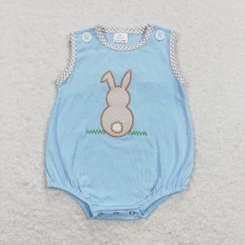 X12.20 SR0541 Summer New Easter baby boys' romper with embroidered bunny Romper