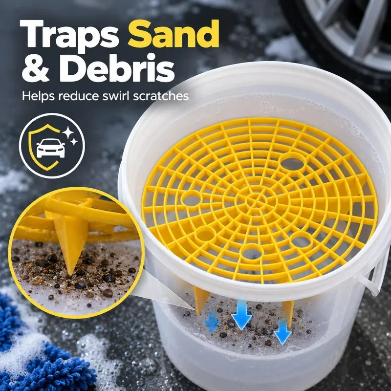 Car Wash Bucket Filter Grit Guard Insert Heavy Duty Plastic Dirt Sand Separator Scratch Prevention Auto Detailing Cleaning Tool
