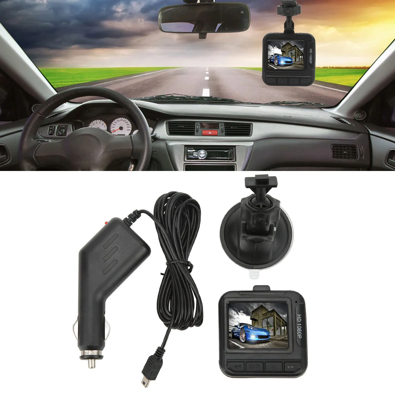 Imagem -03 - Gravador de Condução para Carro Loop Gravação Dash Cam Tela Colorida 1080p hd 1.6in Novo