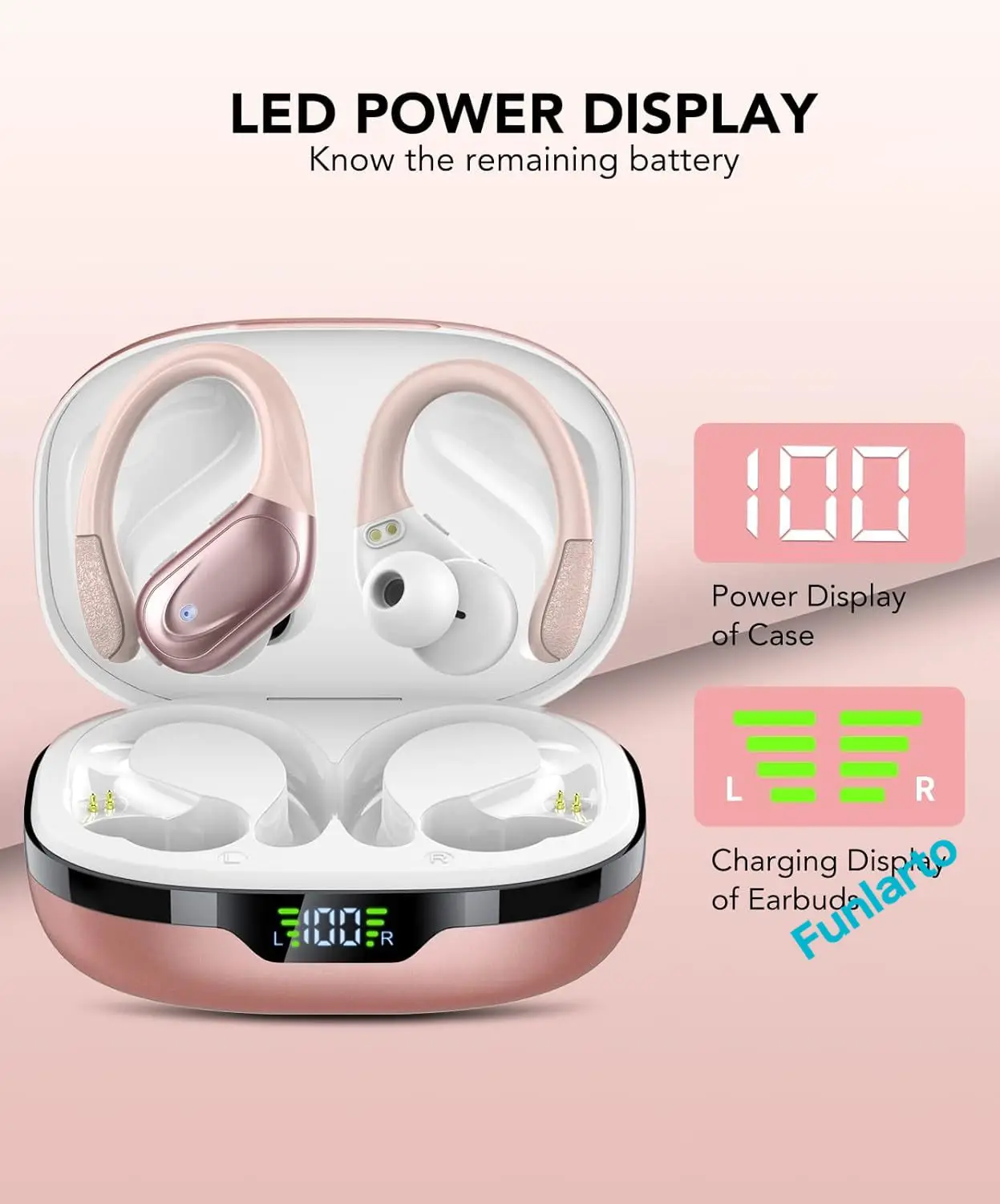 Auriculares deportivos inalámbricos TWS auriculares inalámbricos Bluetooth 5,3 con micrófono de cancelación de ruido ENC IP7 impermeable para correr