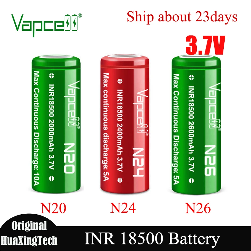 

Оригинальная батарея Vapcell 18500 N20 N24 N26, 3,7 В, литиевая аккумуляторная батарея INR 18500, литий-ионный элемент для бытовой электроники