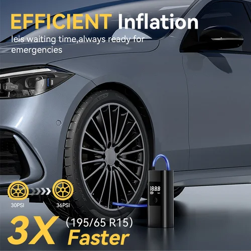 Imagen 2 del producto Compresor de aire portátil para inflar neumáticos: 2 bombas de aire eléctricas inalámbricas más rápidas para neumáticos de automóvil. Ideal para automóviles, motocicletas, bicicletas.
