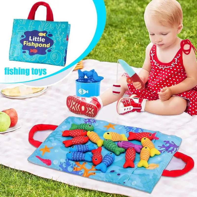 Toddler Fishing Game Cloth Fishing Game Sensory Toy Number Counting Color Sorting Fishing Game for Boy Girl 1 Educational Cloth