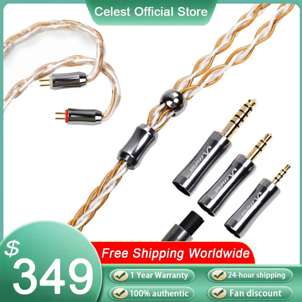 

Kinera Gleipnir Pro Upgrade Detachable Headphone Cable 6N OCC Gold Plated - 2.5/3.5/4.4mm Balanced Plugs for HiFi Earphone IEMs