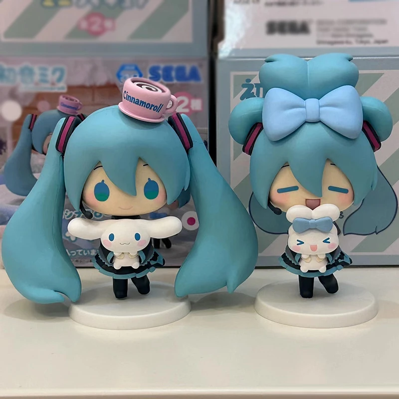 10cm Anime Miku Figure Beautiful Doll Kawaii Hatsune Miku Cinnamoroll Figure Q-version Model PVC Cartoon Car Ornament Toys Gift