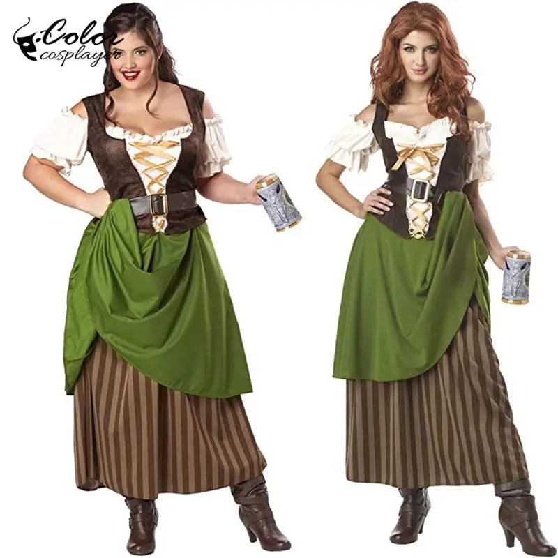 كرنفال بافاريا ثوب سيدة القرون الوسطى فستان مهرجان أكتوبر تأثيري حلي قصيرة الأكمام رداء المرأة مرحلة مهرجان الزي الطرف