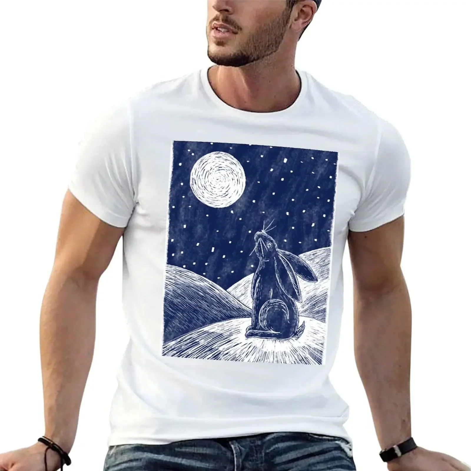 Moon hare in the snow T-Shirt basketball graphic tees sports fans clothing for men