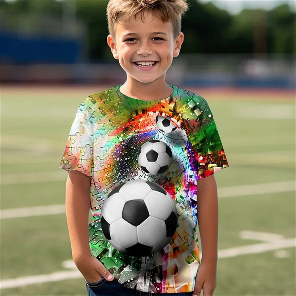 Nova camisa respirável t crianças topo futebol esportes de fitness impressão 3d engraçado tshirts crianças meninos meninas o pescoço camisetas roupas do bebê