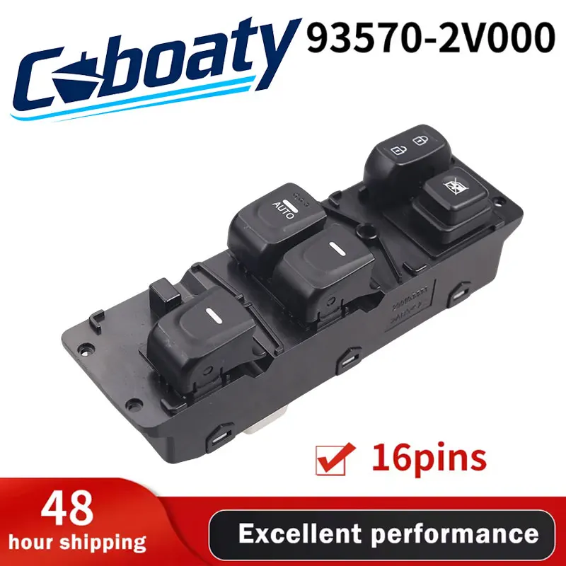 

93570-2V000 Coboaty new Master Window Switch Front Left Side fit for Hyundai Veloster 1.6L 2012-2017 16pin Black 935702V0004X
