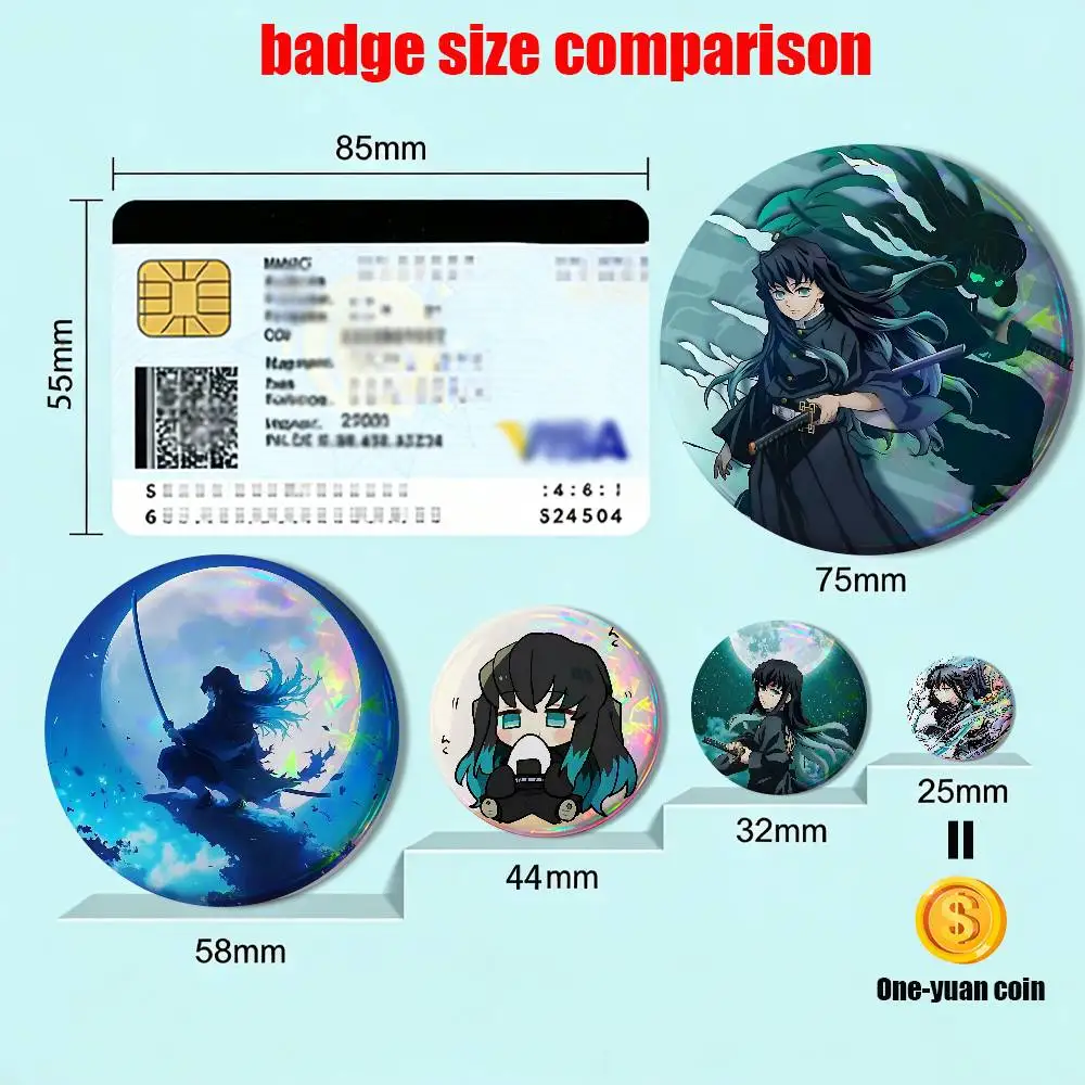 Chilly Genius teenager T-Tokito Muichiro Round Exquisite Badge Brooches Creative Pins For Clothes Hat Backpack Gift Accessories